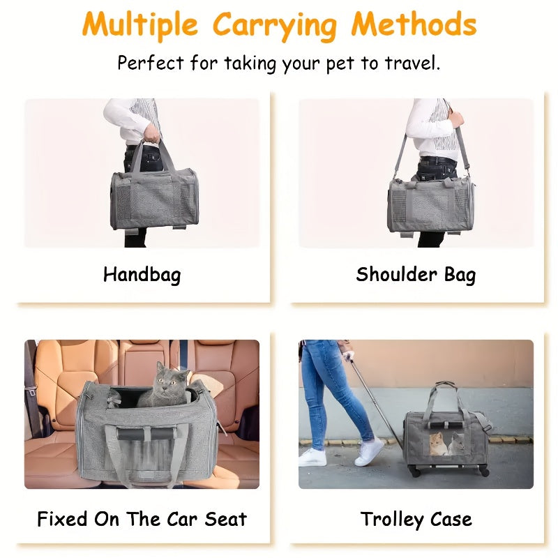 Extra Large Foldable Pet Travel Carrier with Detachable Design - Spacious & Secure Nylon Trolley Case