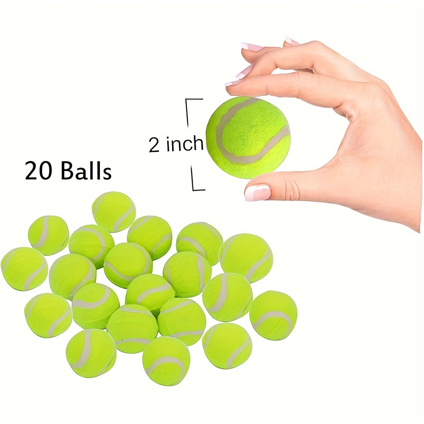 20 Pack Mini Tennis Balls for Small Breed Dogs - Fun Pet Toys for Playing, Training, and Interactive Games - Durable, Bouncy, and Safe 2 Inch