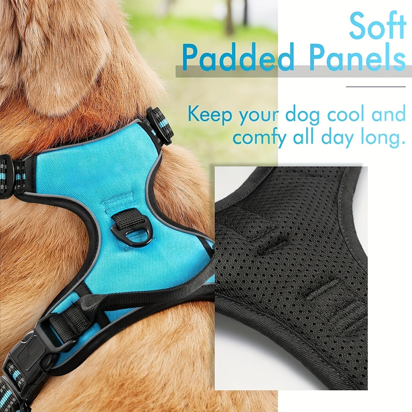 3pcs Adjustable Escape-Proof Dog Harness Set – Walking Leash with Poop Bag Dispenser