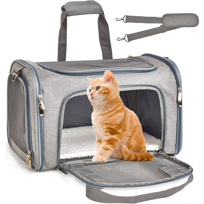 Airline-Approved Portable Pet Carrier Bag with Plush Mat – Spacious, Ventilated Travel Companion for Small to Medium Pets Up to 15 lbs