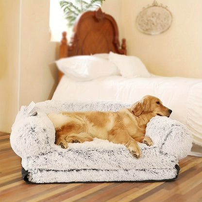 1pc Deluxe Plush Pet Sofa Bed For Medium To Large Dogs And Cats - Collapsible Dog Bed