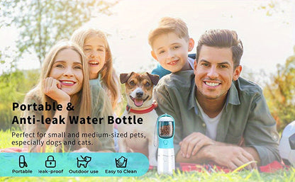 Large Capacity Portable Pet Water Bottle with Food Container