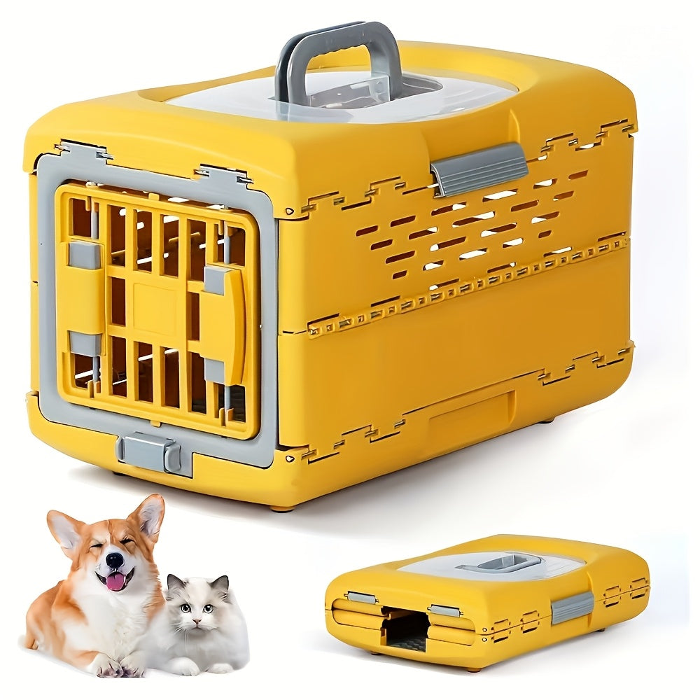 Foldable Hard-Sided Pet Crate with Dual Doors – Portable Travel Kennel for Small & Medium Pets